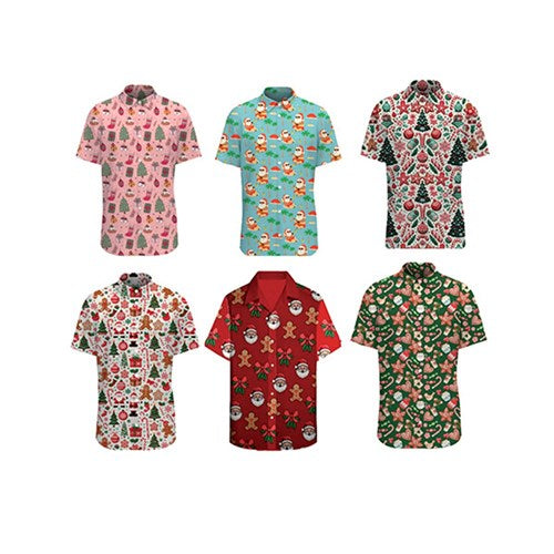 Clothing Xmas Shirt Button 6 Asst Designs M L XL XXL