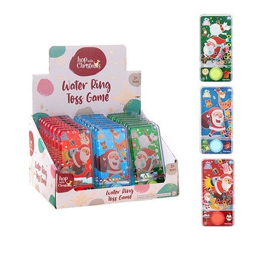 Xmas Game Handheld Water Ring Toss 14x7cm PDQ