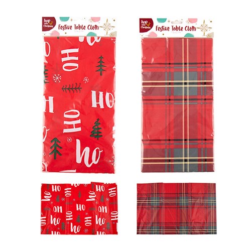 Tablecloth Xmas 274cm PEVA 30gsm 137x274cm 2 Asst