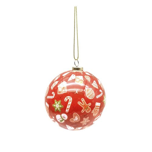 Decoration Xmas Bauble w Print 7.5cm PDQ