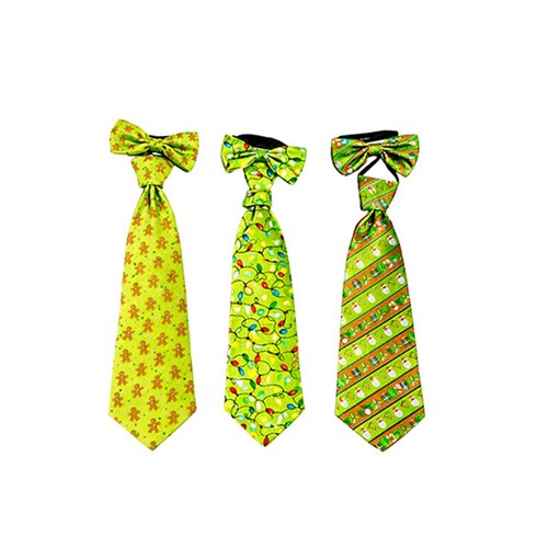 Grumble Xmas Novelty Tie w Bow 43cm 3 Asst