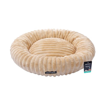 RIBBED CHINCHILLA ROUND BED 60X60X15CM CAMEL