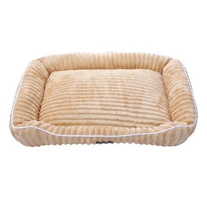 RIBBED CHINCHILLA WALLED BED 90X70X21CM CAMEL