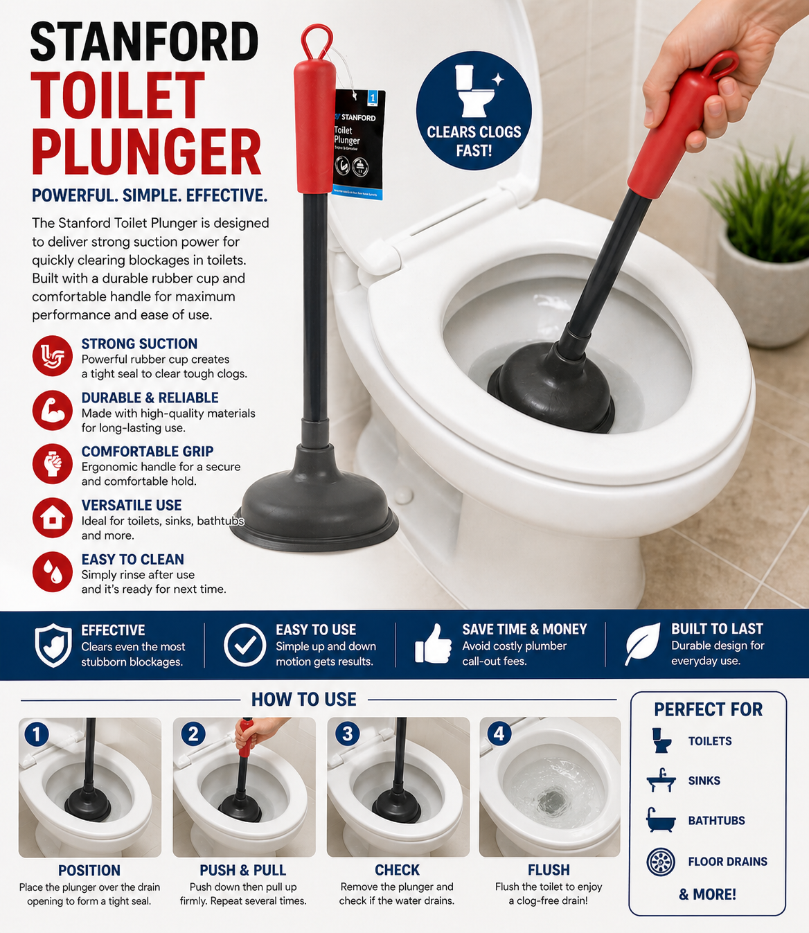 Toilet Plunger Dia 16cm