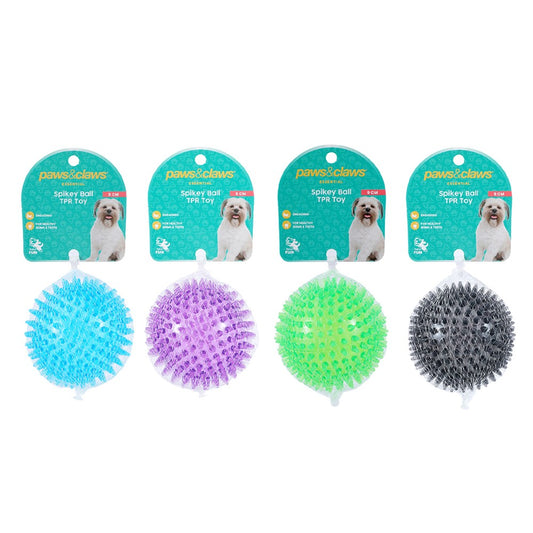 SPIKEY BALL TPR PET TOY – 9CM 4 ASSTD