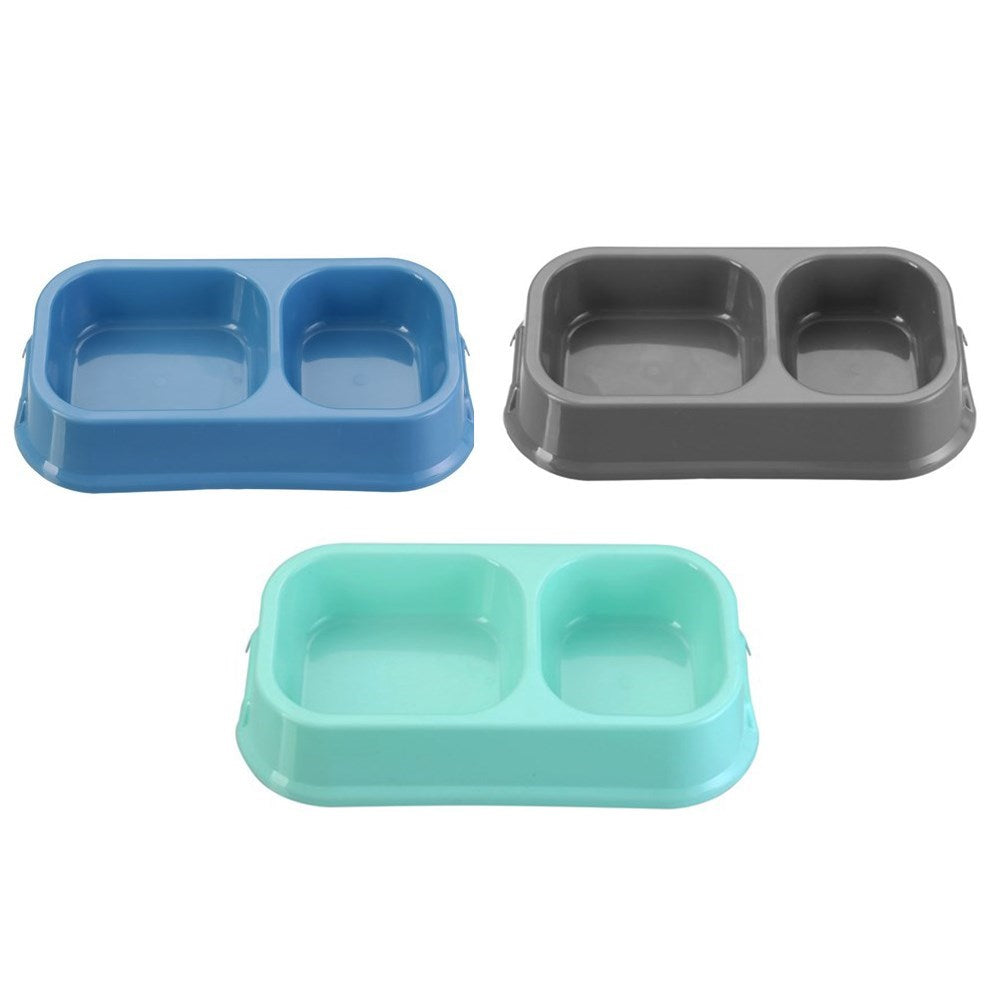 PET ESSENTIALS DUAL PET BOWL – LARGE SQUARE 32X16.5X6CM