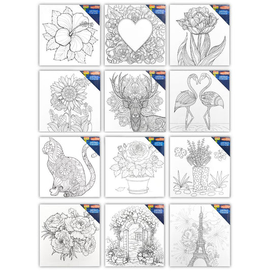 DIY Printed Stretched Canvas & Paint Kit 30x30cm