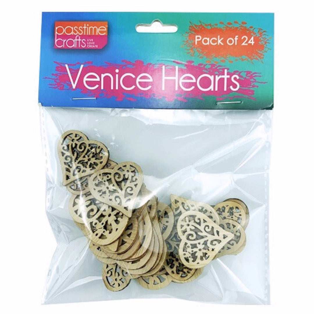 Wooden Hearts Pack of 24