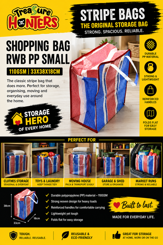 Shopping Bag RWB PP Small 110gsm 33x38x18cm