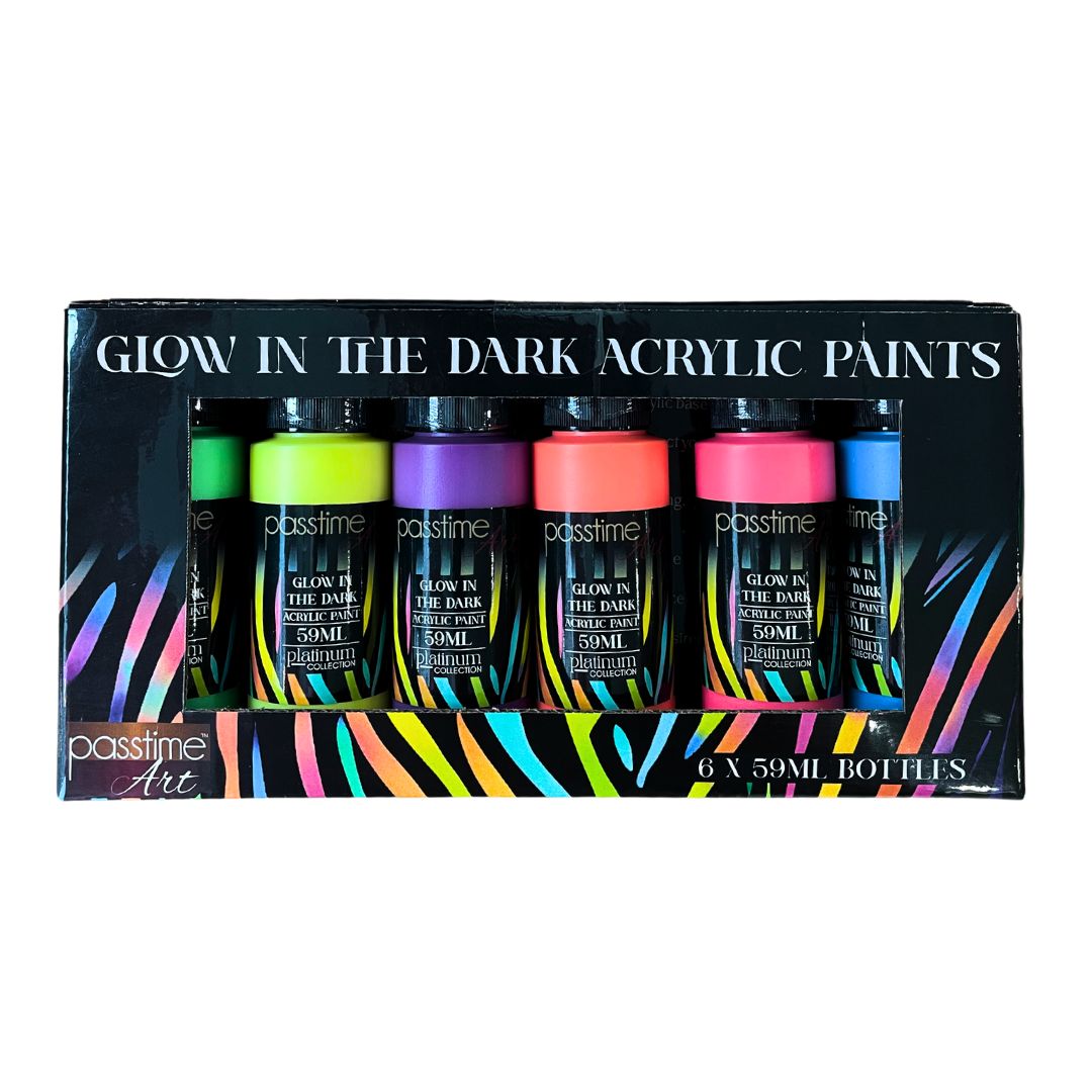 Glow in the Dark Acrylic Paint Kit Set of 6