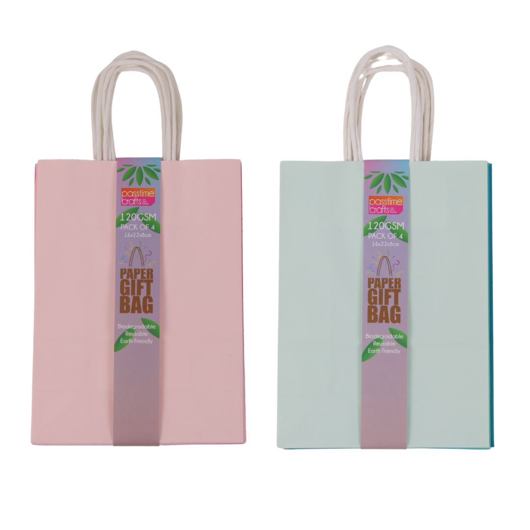 Kraft Coloured Paper Bag 16x22cm - Pack of 4