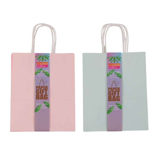 Kraft Coloured Paper Bags 22x26cm - Pack of 3