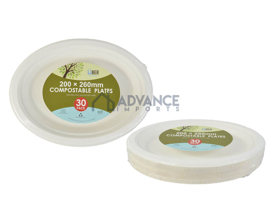 Oval ECO Plate 200 x 260mm 30 Pack