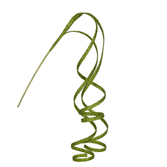 Green Glittered Ribbon Spray