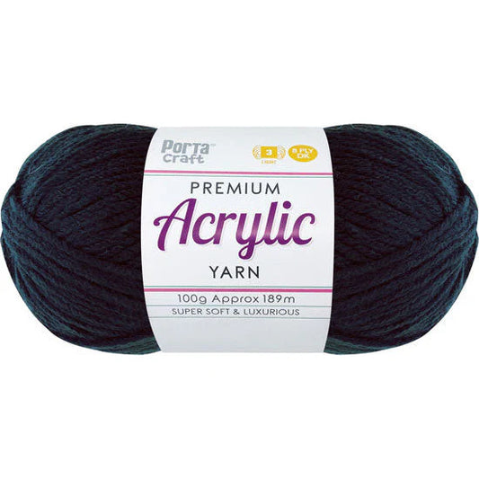 Acrylic Yarn 100g 189m 8ply - Jet Black