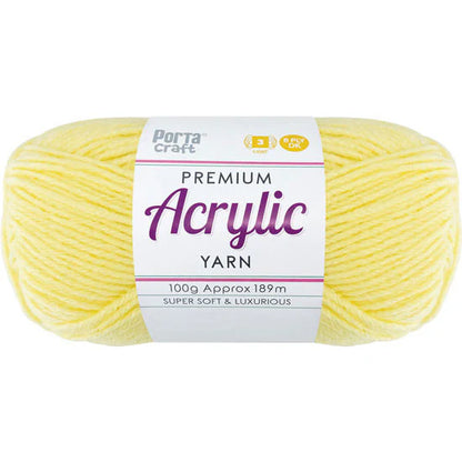 Acrylic Yarn 100g 189m 8ply - Lemon