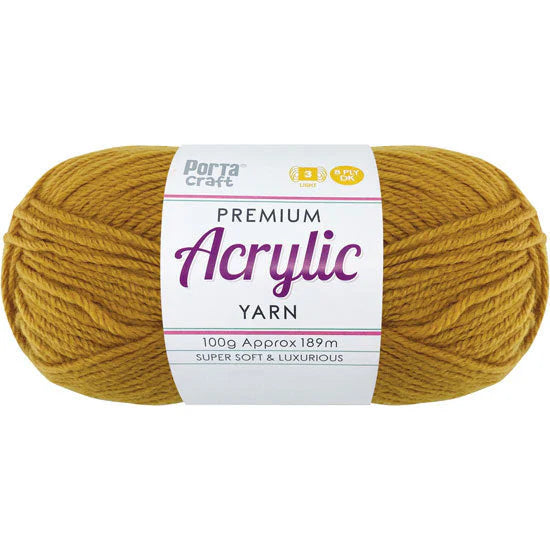 Acrylic Yarn 100g 189m 8ply - Mustard