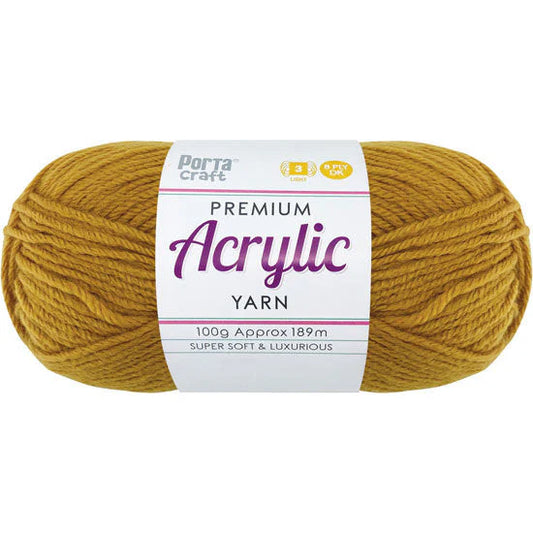 Acrylic Yarn 100g 189m 8ply - Mustard