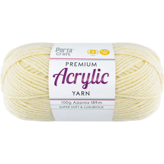Acrylic Yarn 100g 189m 8ply - Vanilla