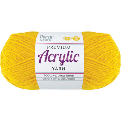 Acrylic Yarn 100g 189m 8ply - Canary Yellow