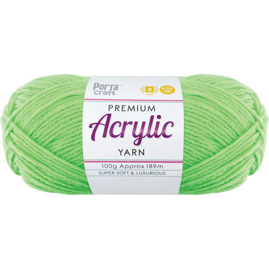 Acrylic Yarn 100g 189m 8ply - Brite Green