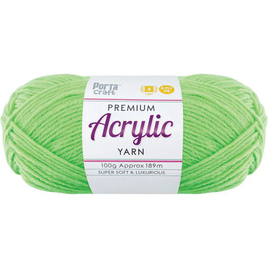 Acrylic Yarn 100g 189m 8ply - Brite Green