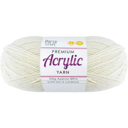 Acrylic Yarn 100g 189m 8ply - Cream