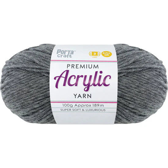 Acrylic Yarn 100g 189m 8ply - Dove Grey