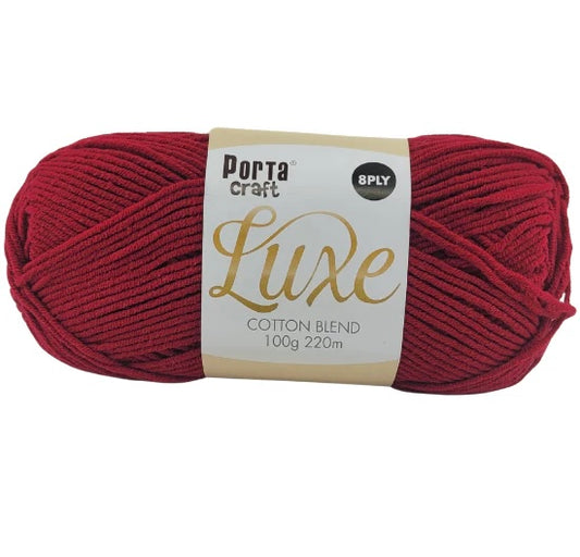 Luxe Cotton Blend Yarn 100g 220m 8ply - Ruby