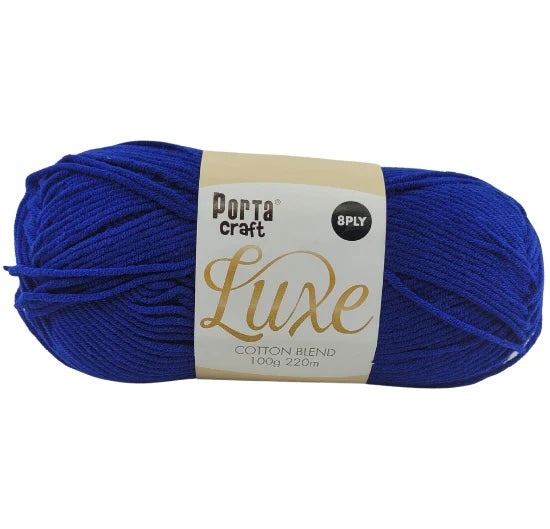 Luxe Cotton Blend Yarn 100g 220m 8ply - Navy