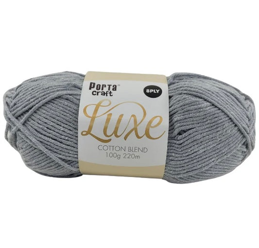 Luxe Cotton Blend Yarn 100g 220m 8ply - Overcast
