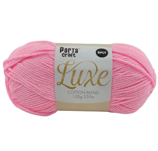 Luxe Cotton Blend Yarn 100g 220m 8ply - Princess Pink