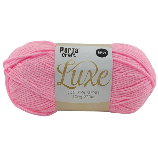Luxe Cotton Blend Yarn 100g 220m 8ply - Princess Pink