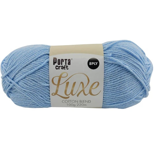 Luxe Cotton Blend Yarn 100g 220m 8ply - Sky Blue