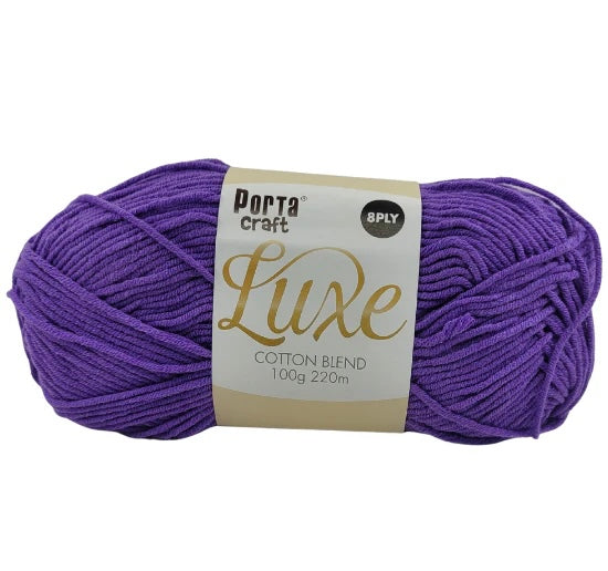 Luxe Cotton Blend Yarn 100g 220m 8ply - Jacaranda
