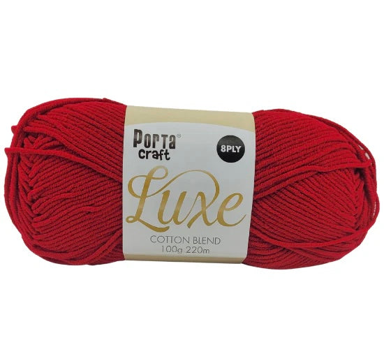 Luxe Cotton Blend Yarn 100g 220m 8ply - Mailbox Red