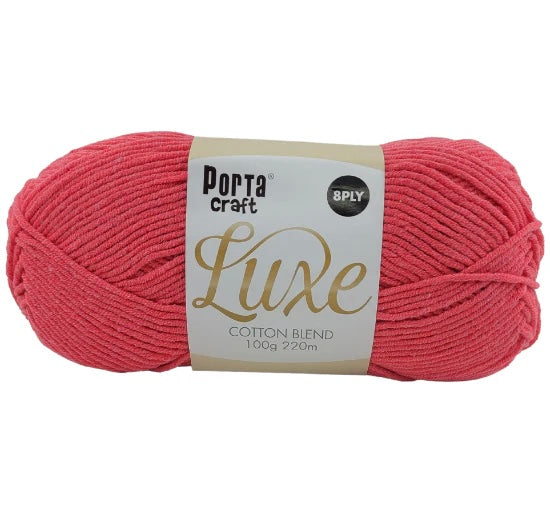 Luxe Cotton Blend Yarn 100g 220m 8ply - Coral