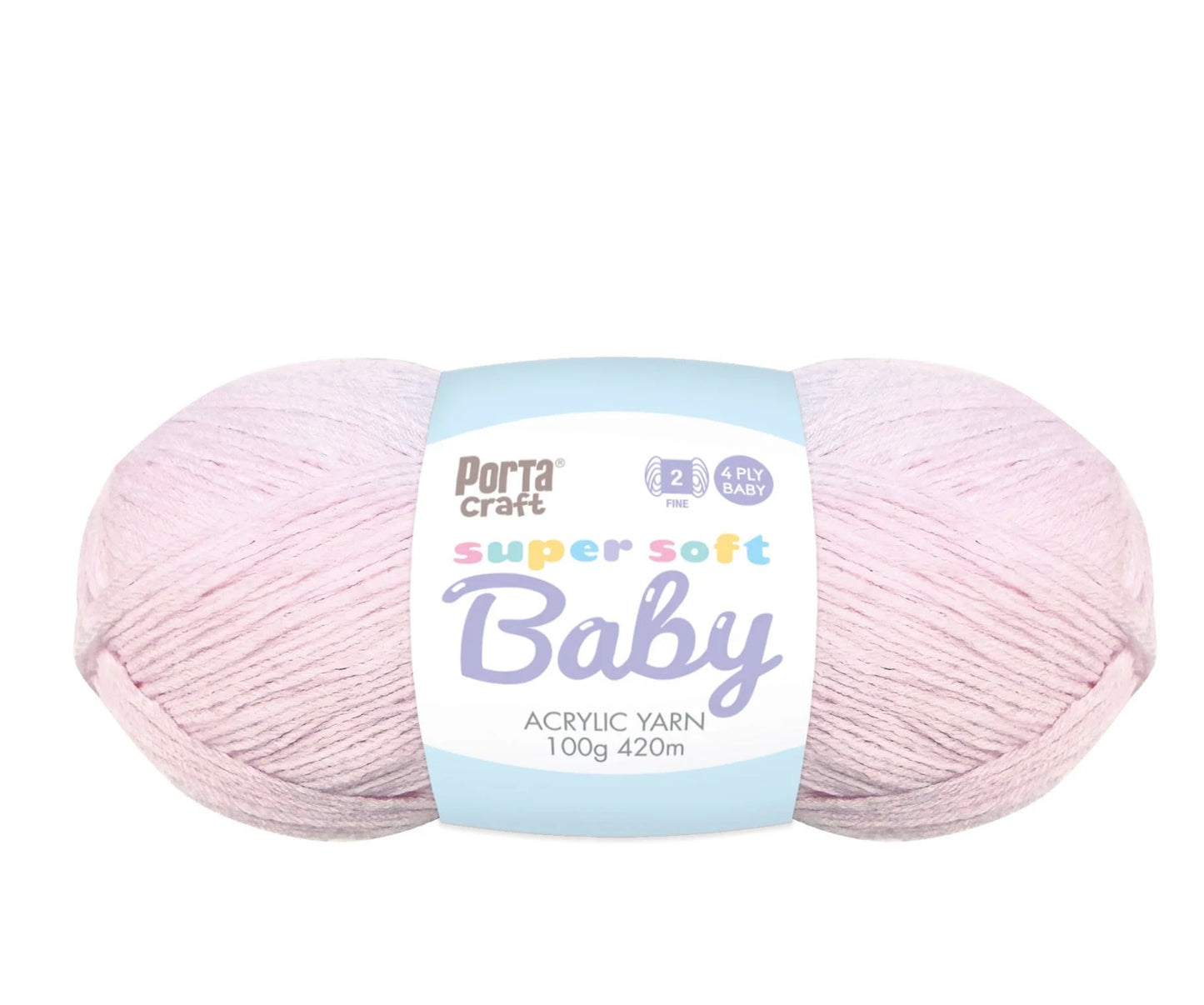 Super Soft Baby Acrylic Yarn 420m 4ply - Baby Pink