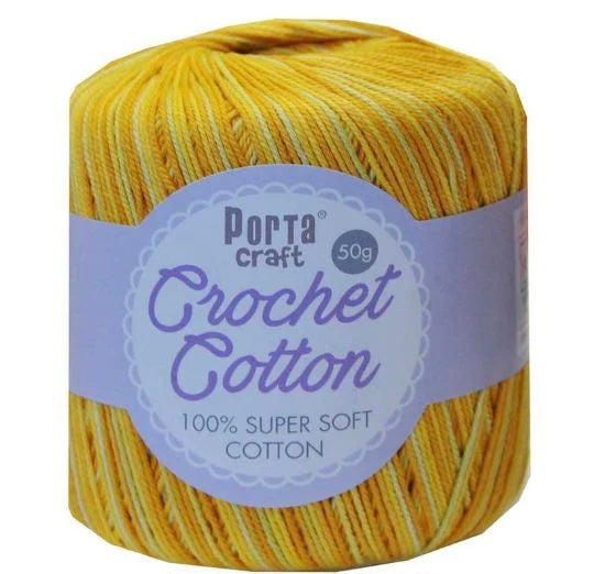 Crochet Cotton 50g 145m 3ply - Variegated Sunshine