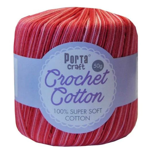 Crochet Cotton 50g 145m 3ply - Variegated Berries