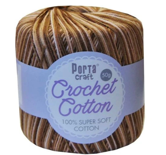 Crochet Cotton 50g 145m 3ply - Variegated Earth
