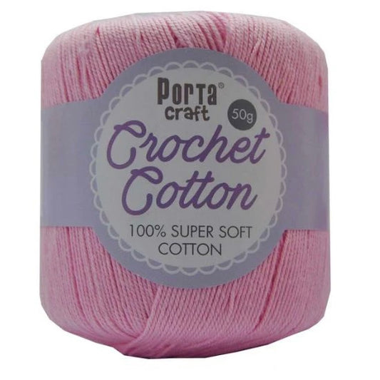 Crochet Cotton 50g 145m 3ply - Baby Pink