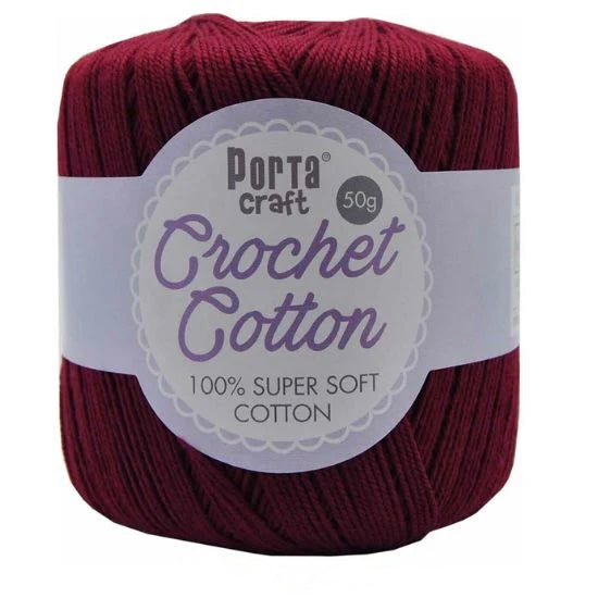 Crochet Cotton 50g 145m 3ply - Burgundy