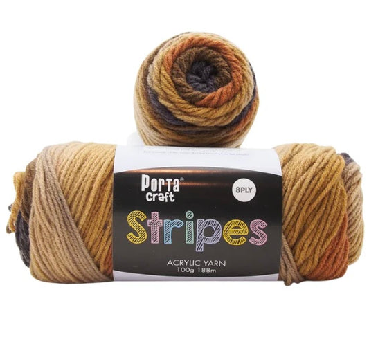 Stripes Acrylic Yarn 100g 188m 8ply - Latte