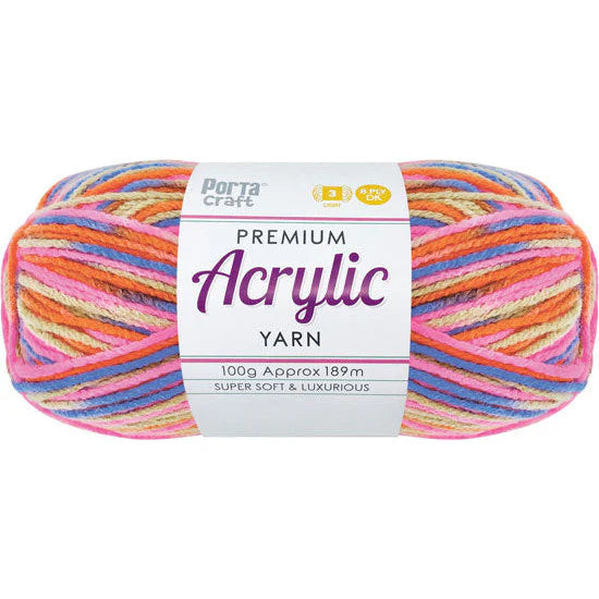 Acrylic Yarn 100g 189m 8ply - Variegated Fantasy