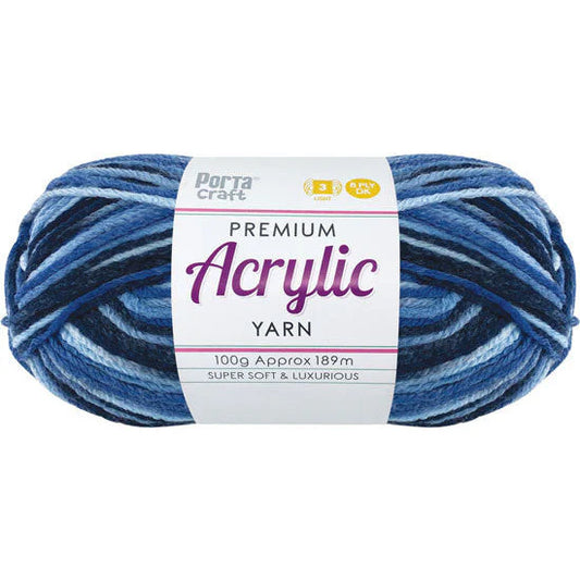 Acrylic Yarn 100g 189m 8ply - Variegated Sapphire