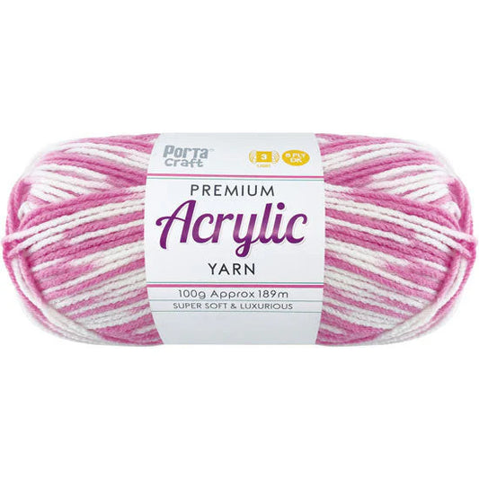 Acrylic Yarn 100g 189m 8ply - Variegated Pinky Pie