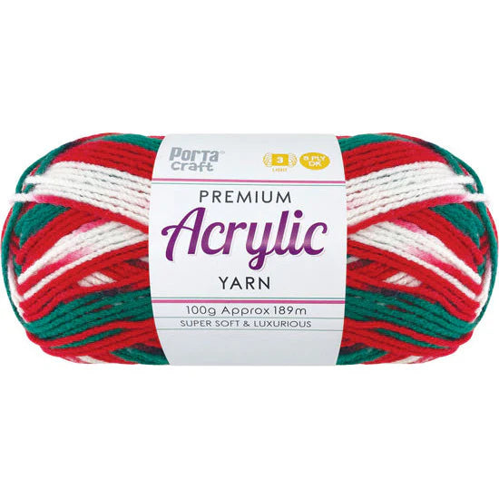 Acrylic Yarn 100g 189m 8ply - Variegated Christmas