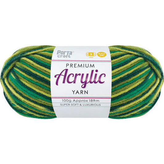 Acrylic Yarn 100g 189m 8ply - Variegated Forrest Green