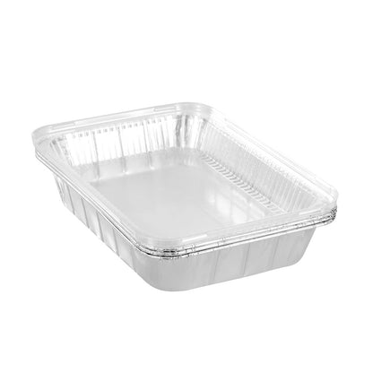 FOIL TRAY W/ PLASTIC LID 3PK 37X27X7CM